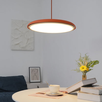 LED Hanging Fixture Acrylic Disc 16 Inch 24W for Kitchen Island Dining Room Table Adjustable Cord Modern Overhead Lighting Warm Glow 3000K