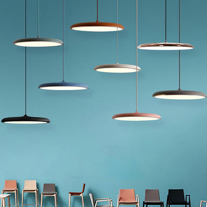 LED Hanging Fixture Acrylic Disc 16 Inch 24W for Kitchen Island Dining Room Table Adjustable Cord Modern Overhead Lighting Warm Glow 3000K