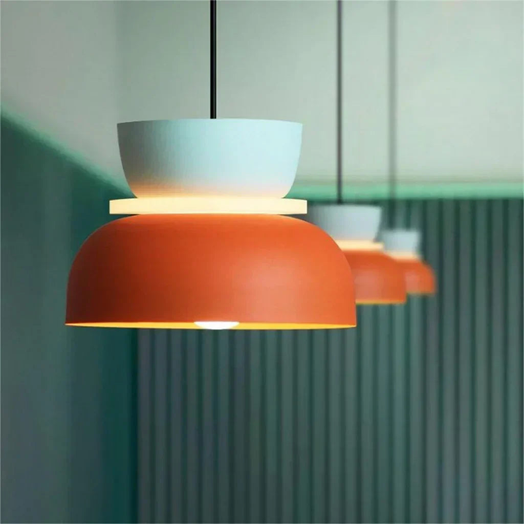 Dual-Layer Overhead Fixture 11.4 in Aluminum Acrylic Nordic Style Kitchen Dining Living Bedroom Suspended Drop Light for Small Spaces Contem