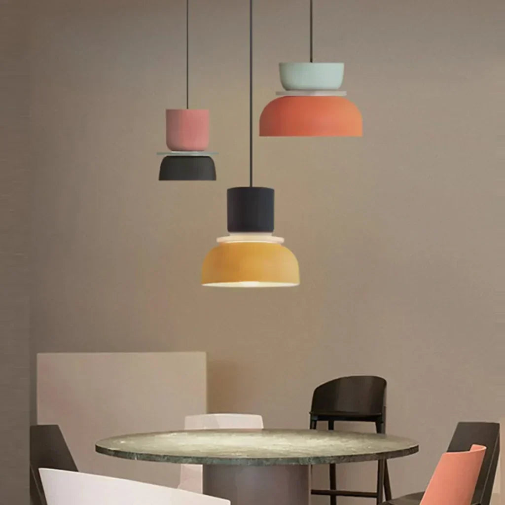 Layered Acrylic Pendant Light Fixture 11.4-Inch Pastel Macaron Colors Modern Hanging Ceiling Lamp E27 for Dining Room Living Room Kids Bedro