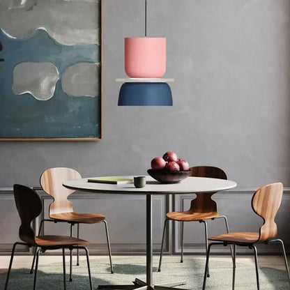 Layered Acrylic Pendant Light Fixture 11.4-Inch Pastel Macaron Colors Modern Hanging Ceiling Lamp E27 for Dining Room Living Room Kids Bedro
