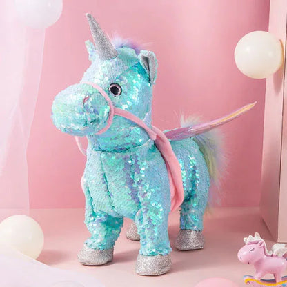 Stuffed Animal Toy Unicorn, Interactive Plush Toy with Singing and Walking, Cuddly Unicorn Toy for Girls and Kids