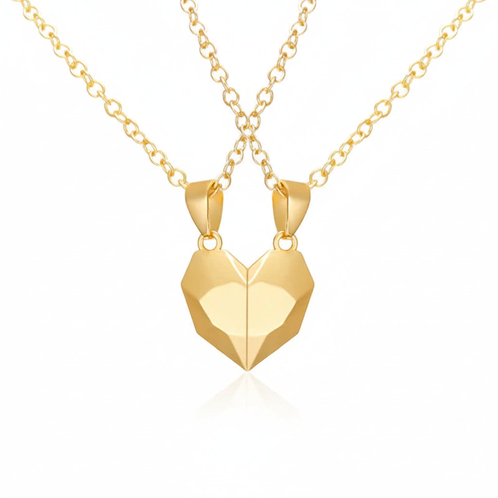 Magnetic Heart Necklace Set | Electrocardiogram Design for Couples