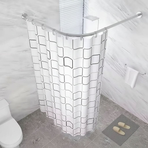 FLEXICURVE – Extendable L-Shaped Shower Curtain Rod with Punch-Free Stainless Steel Installation for Modern Bathrooms