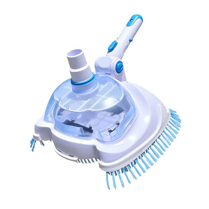 Weighted Pool Vacuum Head with Corner Bristles for Inground & Above-Ground Pools – Swivel Hose Fitting, ABS Frame, Quick-Clip Pole Mount