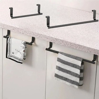 DOOR TOWEL BAR – Stainless steel over-the-door towel rack designed for space-saving storage in kitchen and bathroom use