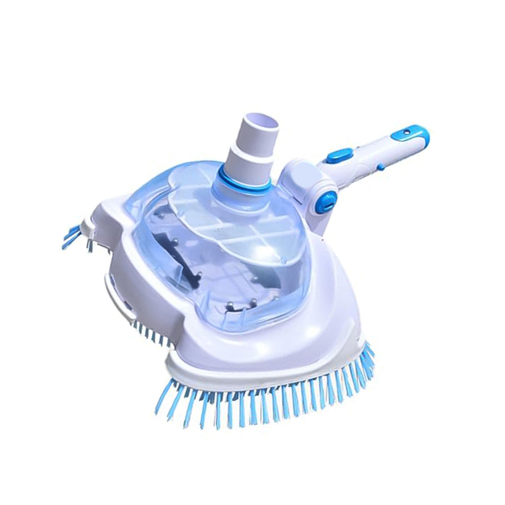 Weighted Pool Vacuum Head with Corner Bristles for Inground & Above-Ground Pools – Swivel Hose Fitting, ABS Frame, Quick-Clip Pole Mount