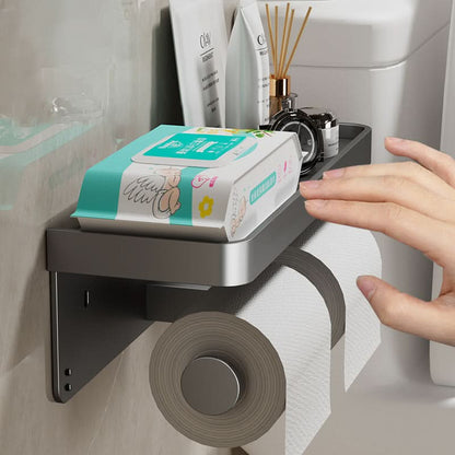 TOILET ROLL - Wall-mounted aluminum toilet paper holder with storage drawer design