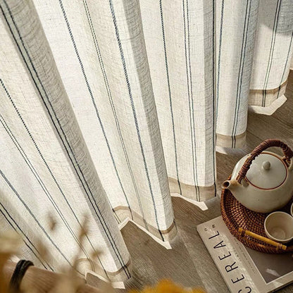 Lunara - Striped Linen Sheer Curtains