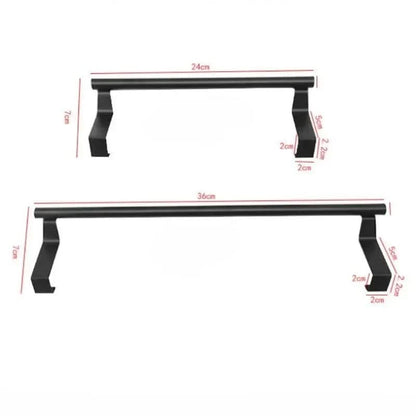 DOOR TOWEL BAR – Stainless steel over-the-door towel rack designed for space-saving storage in kitchen and bathroom use