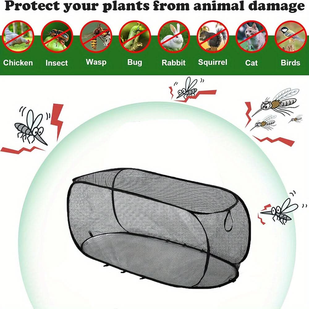 GROWSAFE - Protective mesh greenhouse cover designed to shield plants naturally outdoors.