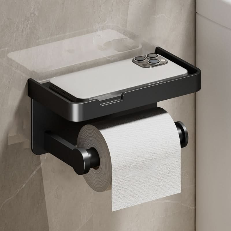 TOILET ROLL - Wall-mounted aluminum toilet paper holder with storage drawer design