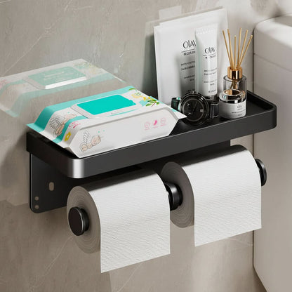 TOILET ROLL - Wall-mounted aluminum toilet paper holder with storage drawer design