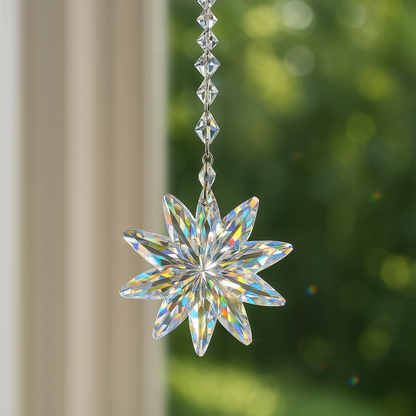 Hanging Crystal Rainbow Prism Suncatcher for Window Light Display – Clear Faceted Ornament Decoration for Home, Garden & Patio