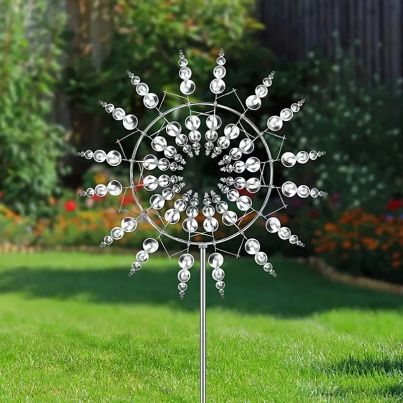 Kinetic Wind Spinner Garden Sculpture Dual-Motion Outdoor Metal Yard Art for Patio, Lawn & Garden Decor