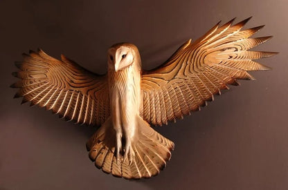 Majestic Owl | Wooden Wall Art with Natural Finish | Artisan Craft for Tranquil Home Ambiance
