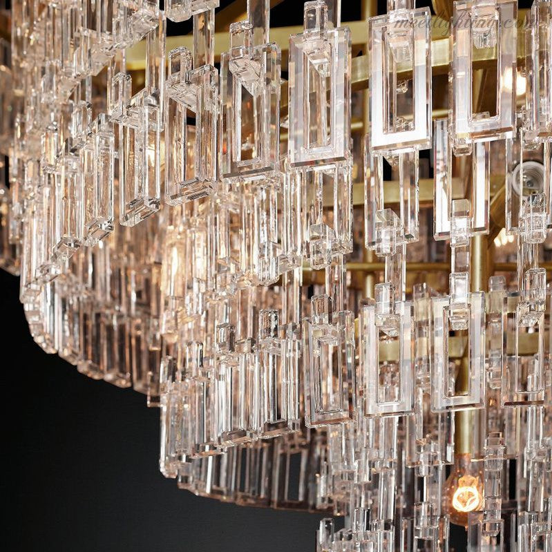 Five-Tier Crystal Chandelier 61 in Diameter 17-Light Statement Ceiling Fixture for Living Room Dining Room Foyer Entryway Hotel Lobby