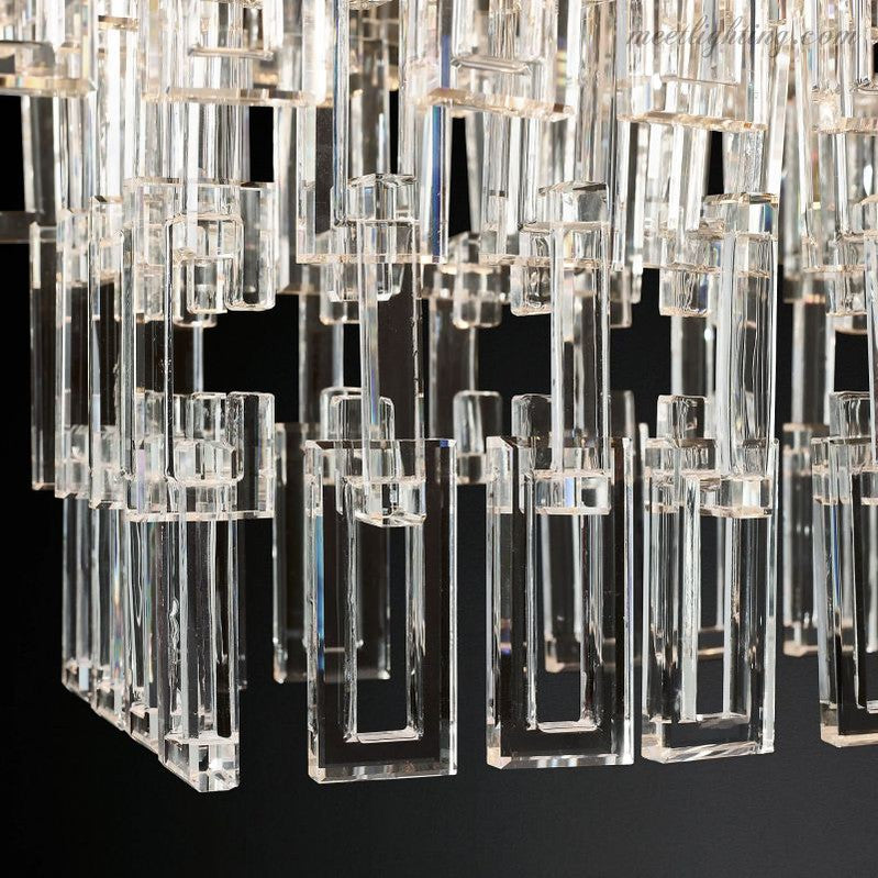 Five-Tier Crystal Chandelier 61 in Diameter 17-Light Statement Ceiling Fixture for Living Room Dining Room Foyer Entryway Hotel Lobby