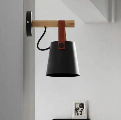 Wooden Wall Sconce Minimalist Bedroom Lighting Black White Hardwired Plug In Ambient Light Fixture Modern Scandinavian Style Home Decor