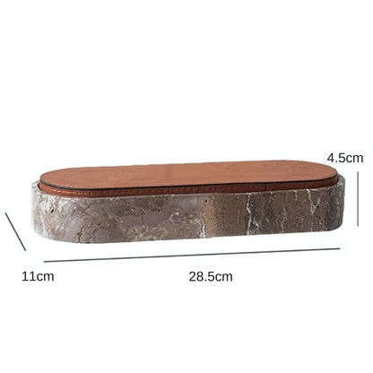 Marlo Jewelry Box for Women - Natural Travertine Stone with Leather Lid