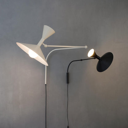 Swing Arm Wall Sconce with 18 in Adjustable Reach Plug-In Bedside Lamp for Reading Bedroom Office Task Lighting Metal Arm Mount Light Fixtur
