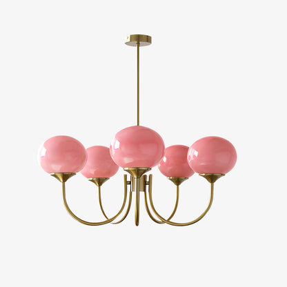 Multi-Globe Pendant Light Fixture Pink Frosted Glass Metal Frame Dining Room Overhead Lighting Statement Centerpiece for Living Room Entrywa