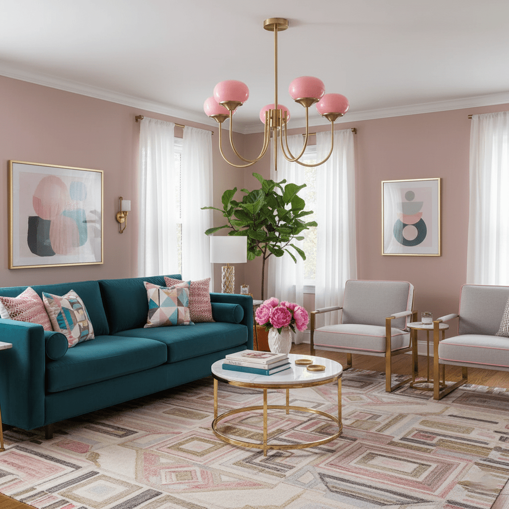 Orb Pendant Light with Adjustable Height Metal Frame and Spherical Shades for Kitchen Island Dining Living Room Bedroom E27 Socket Pink Whit