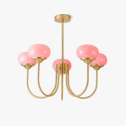 Orb Pendant Light with Adjustable Height Metal Frame and Spherical Shades for Kitchen Island Dining Living Room Bedroom E27 Socket Pink Whit