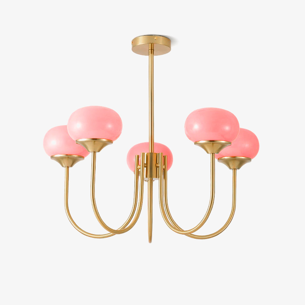 Orb Pendant Light with Adjustable Height Metal Frame and Spherical Shades for Kitchen Island Dining Living Room Bedroom E27 Socket Pink Whit