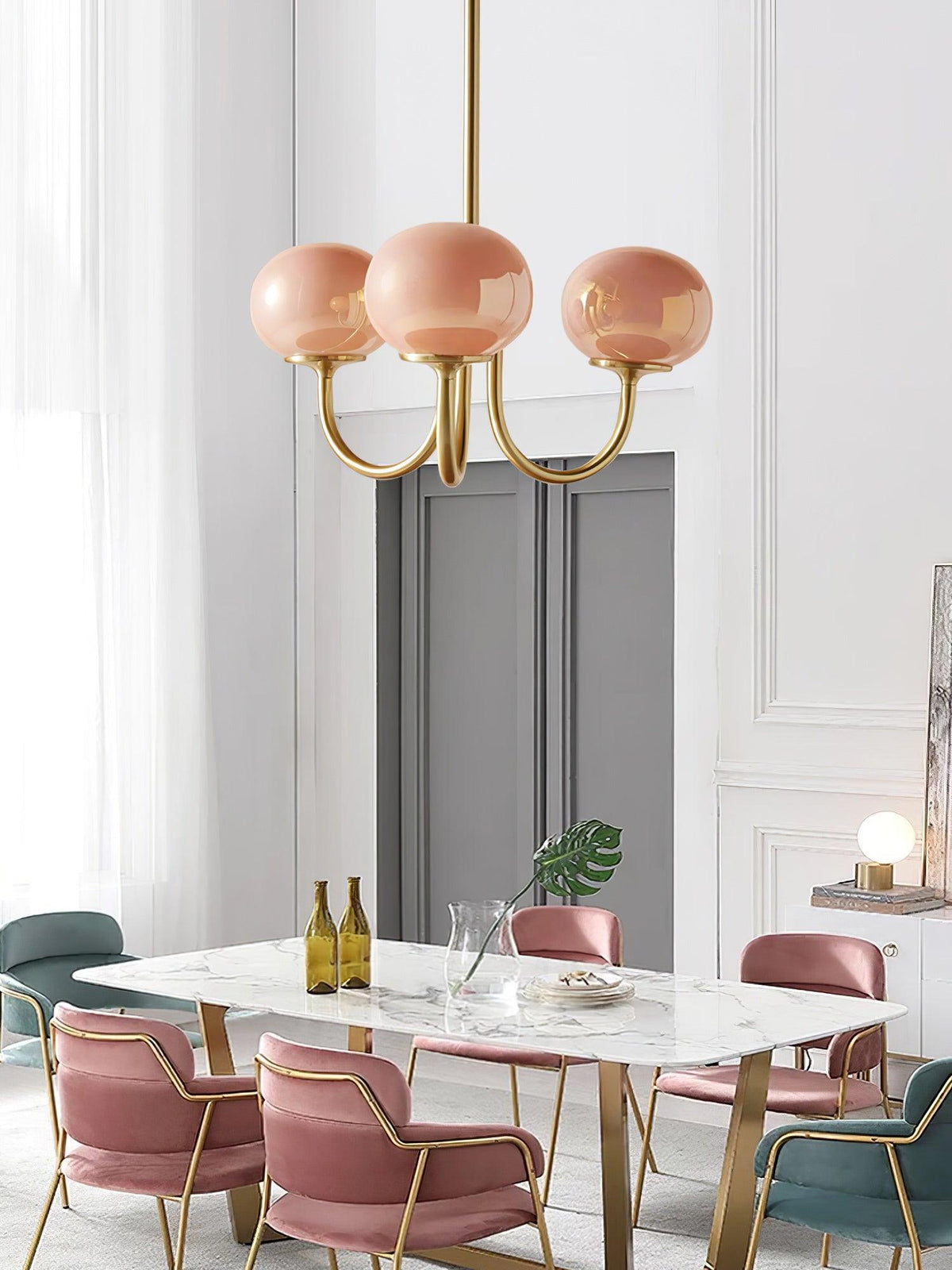 Multi-Globe Suspended Fixture Iron & Tinted Glass Shades E27 Socket for Kitchen Island Dining Area Living Space Bedroom Overhead Illuminatio