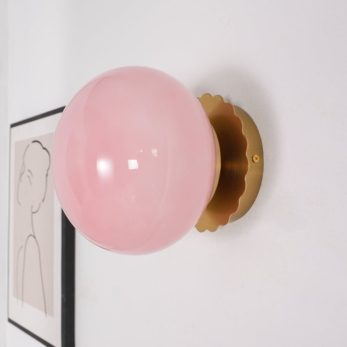Adjustable Pink Glass Sconce with Metal Frame for Bedroom, Hallway & Living Room | Indoor Ceiling & Wall Mount Fixture E26 E27 Base