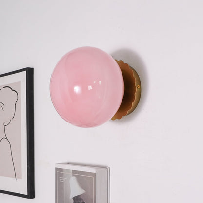 Adjustable Pink Glass Sconce with Metal Frame for Bedroom, Hallway & Living Room | Indoor Ceiling & Wall Mount Fixture E26 E27 Base