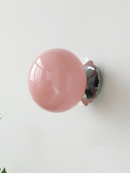 Adjustable Pink Glass Sconce with Metal Frame for Bedroom, Hallway & Living Room | Indoor Ceiling & Wall Mount Fixture E26 E27 Base