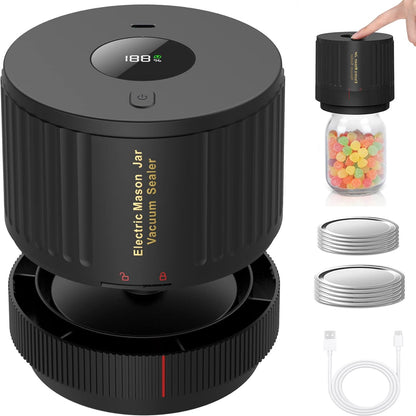 Mason Jar Sealer Kit | Electric Vacuum Sealer for Airtight Food Storage | Quick Preservation Tool for Dry Goods