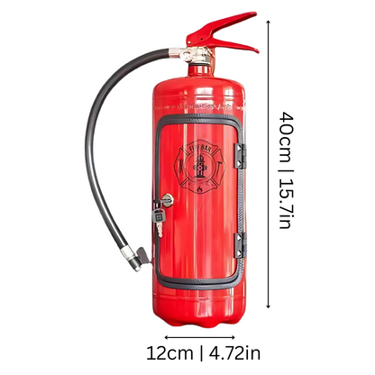 Repurposed Fire Extinguisher Bottle & Glass Holder Bar Cabinet Industrial Décor for Home Office Man Cave Living Room Entertainment Area