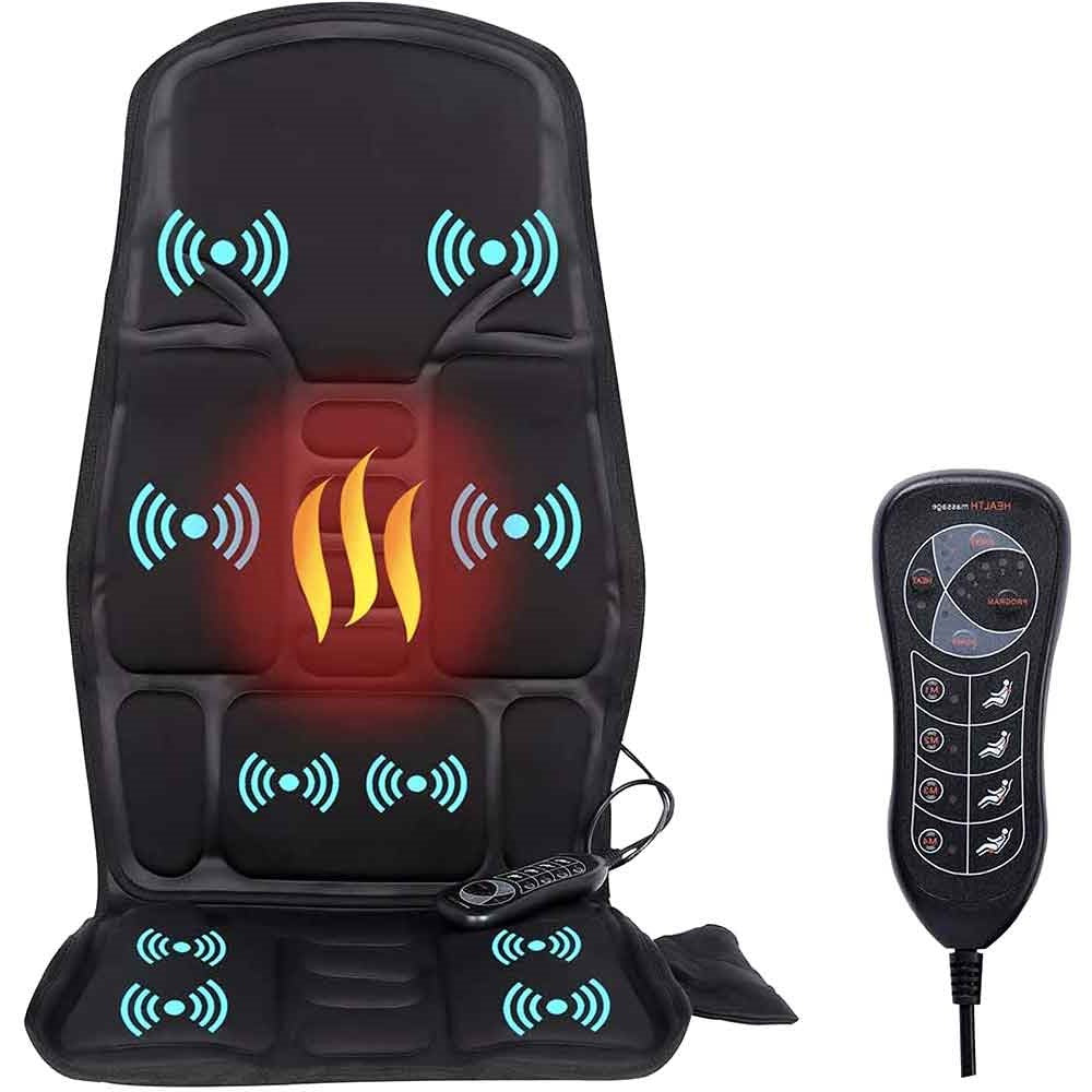 Heated Massage Seat Cushion 8 Programs Shiatsu Kneading Roller Therapy for Office Chair Car Driver Home Recliner Full Back Neck Lumbar