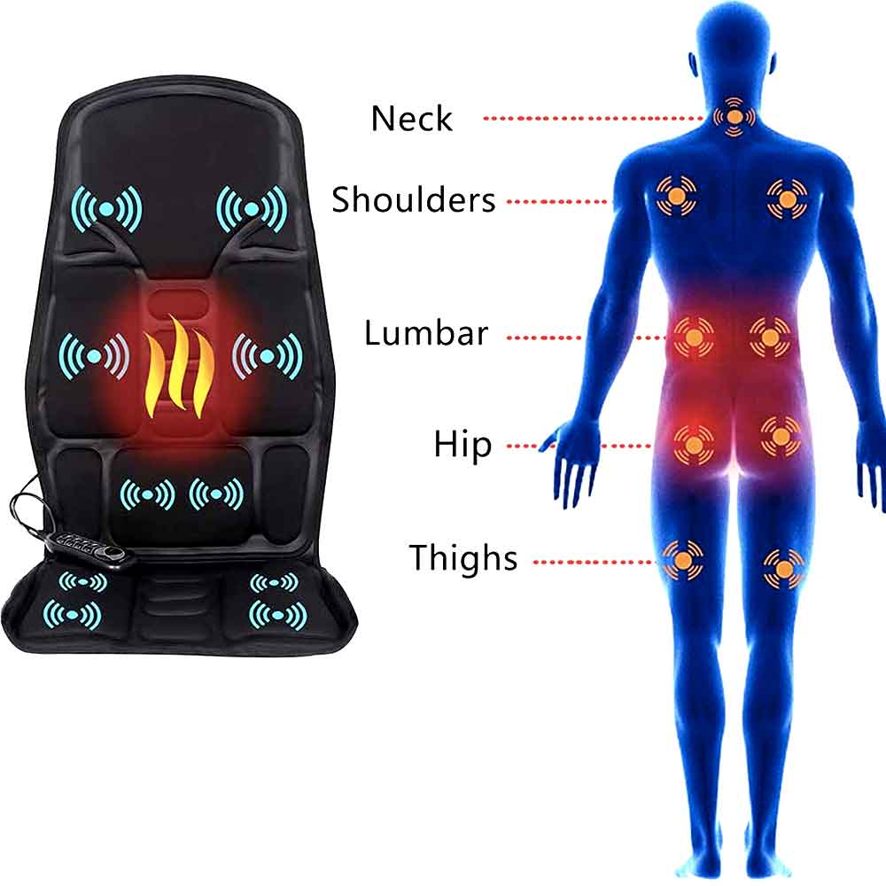 Heated Massage Seat Cushion 8 Programs Shiatsu Kneading Roller Therapy for Office Chair Car Driver Home Recliner Full Back Neck Lumbar