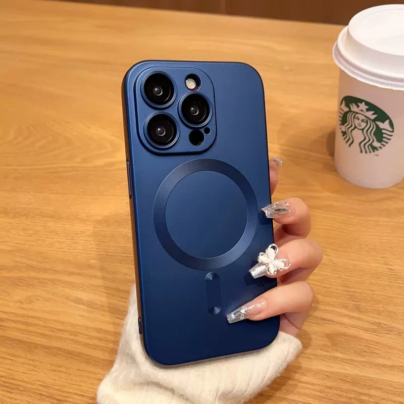Silicone MagSafe iPhone Case with Camera Lens Protection – Soft Grip Anti-Fingerprint Cover for iPhone 14 15 16 17 Pro Max Air