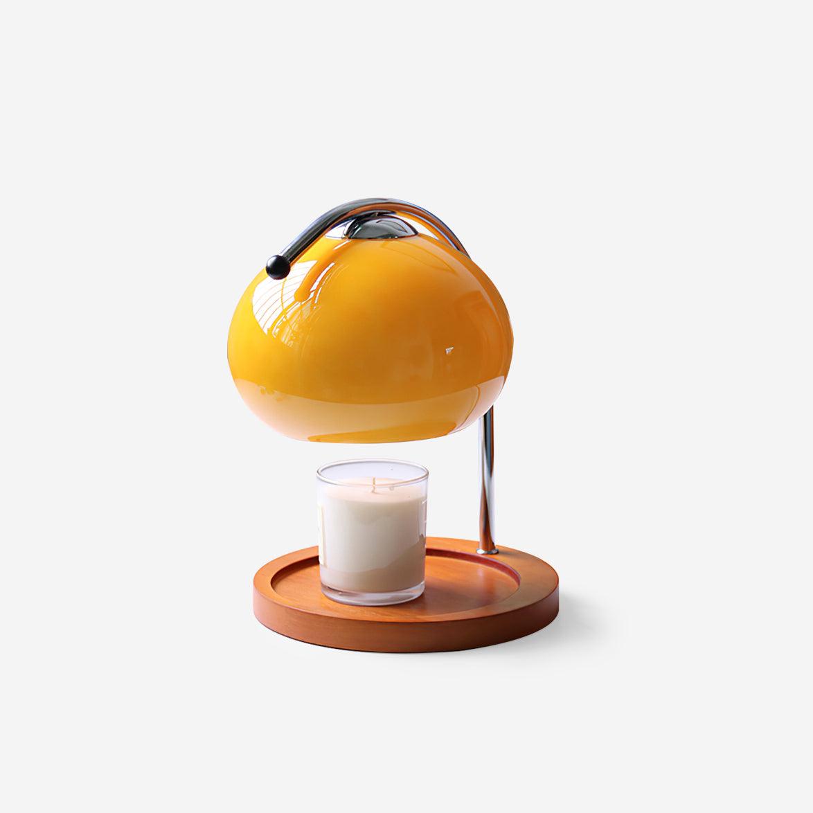 Halogen Wax Warmer Lamp with Glass Shade for Flameless Scent Release | Safe Home Fragrance Heater for Candles & Melts | Wood Base Ambient Li