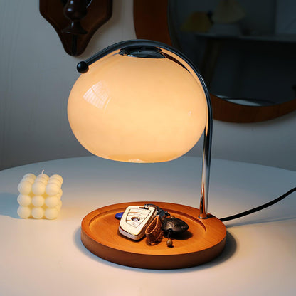 Halogen Wax Warmer Lamp with Glass Shade for Flameless Scent Release | Safe Home Fragrance Heater for Candles & Melts | Wood Base Ambient Li