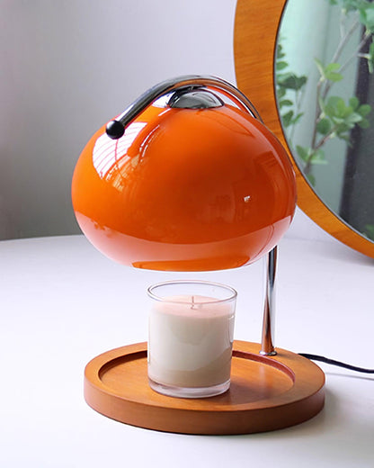 Halogen Wax Warmer Lamp with Glass Shade for Flameless Scent Release | Safe Home Fragrance Heater for Candles & Melts | Wood Base Ambient Li