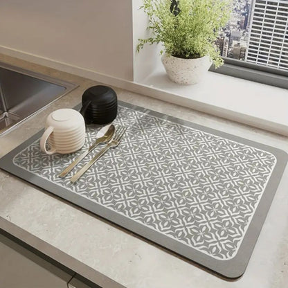 Maven Kitchen Drying Mat - Silicone, Absorbent Mandala Design