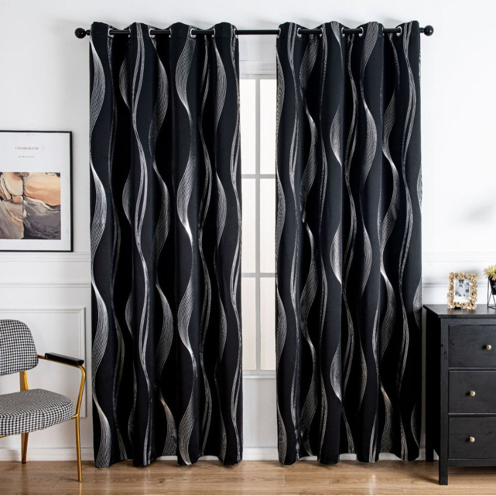 Maverick Blackout Curtain Panel - Soft Microfiber, Modern Wave Pattern