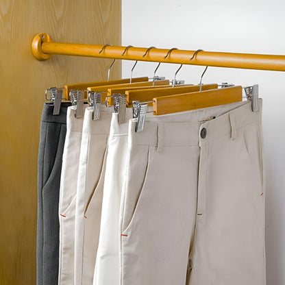 Maxwell Pants Hangers - Wooden with Clips, 10pcs Set