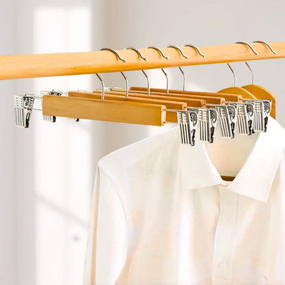 Maxwell Pants Hangers - Wooden with Clips, 10pcs Set