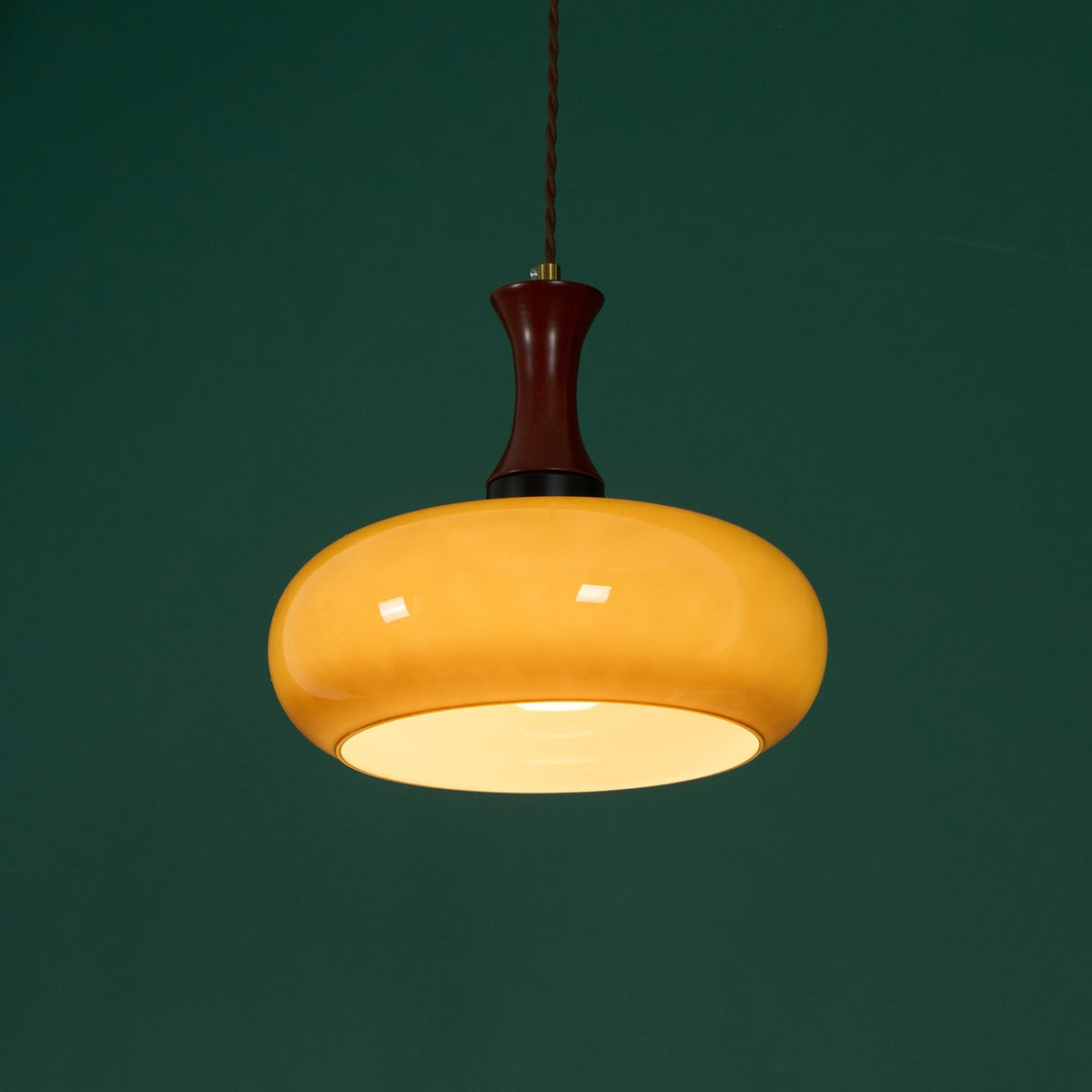 Glass Pendant Light for Kitchen Island & Dining Room — Adjustable Hanging Fixture with Warm Amber Shade, 11 Inch Wide, Dimmable Modern Farmh
