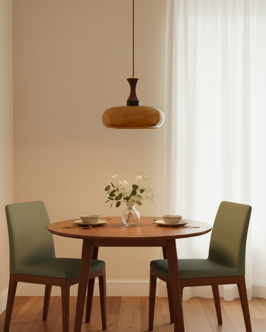 Glass Pendant Light for Kitchen Island & Dining Room — Adjustable Hanging Fixture with Warm Amber Shade, 11 Inch Wide, Dimmable Modern Farmh