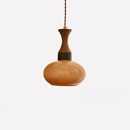 Hanging Light Fixture with Amber Glass Shade 7 Inch Diameter Adjustable Cord for Kitchen Islands Dining Tables Breakfast Bars Modern Farmhou