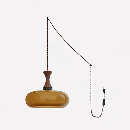 Glass Pendant Light for Kitchen Island & Dining Room — Adjustable Hanging Fixture with Warm Amber Shade, 11 Inch Wide, Dimmable Modern Farmh
