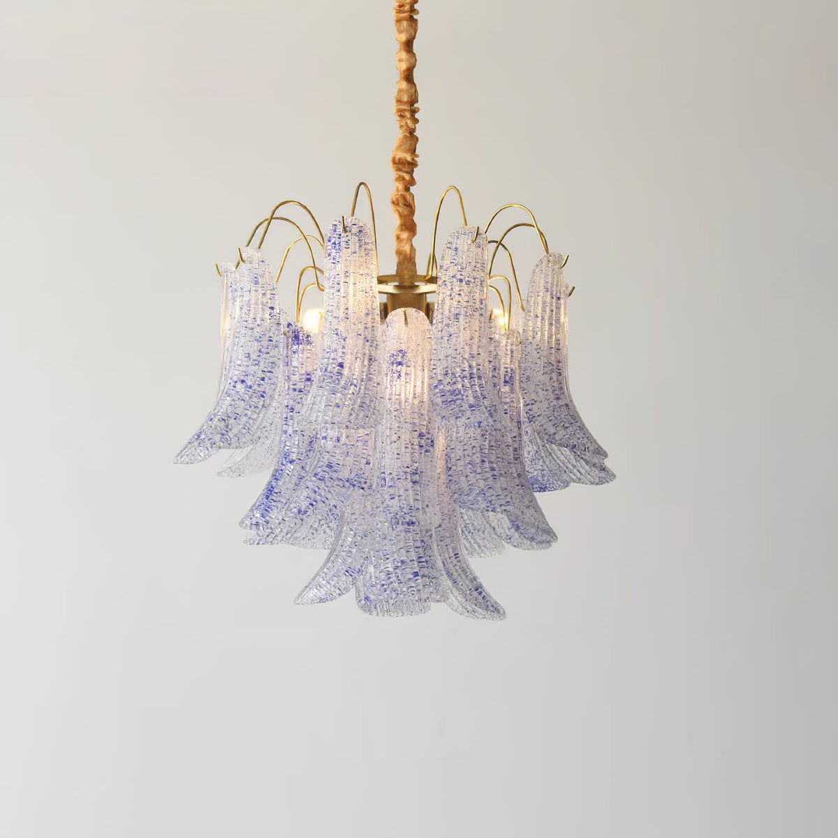 Hand-Blown Art Glass Chandelier Multi-Bulb Pendant Light Fixture Vibrant Colors Dining Room Living Room Statement Lighting 20-24 inch Diamet